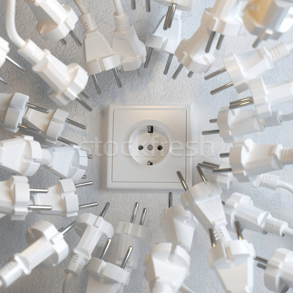 Veel elektrische vechten macht muur home Stockfoto © vizarch