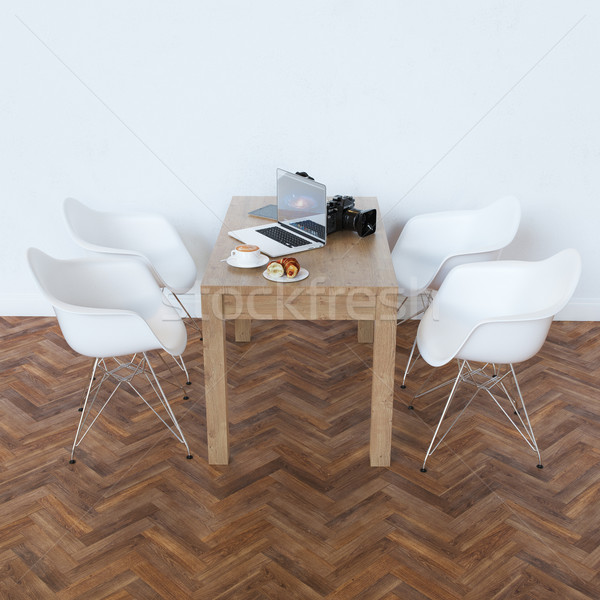 элегантность столовая классический деревянный стол белый стульев Сток-фото © vizarch