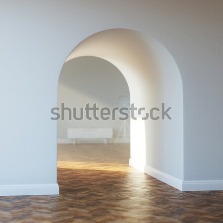 Сток-фото: красивой · домой · вход · деревянный · пол · интерьер · арки
