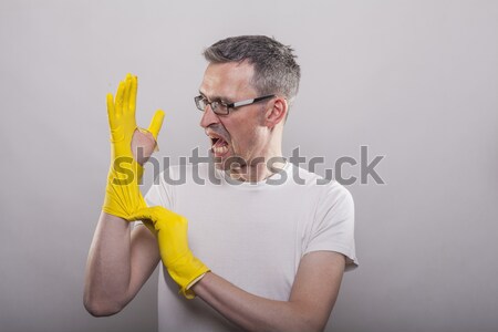 Single man with cleaning brush Stock photo © vizualni