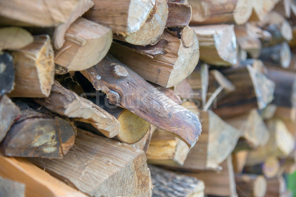 Stock photo: dry chopped firewood logs in a pile