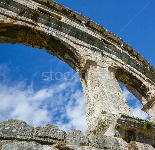 ősi amfiteátrum Horvátország part Európa égbolt Stock fotó © vlaru