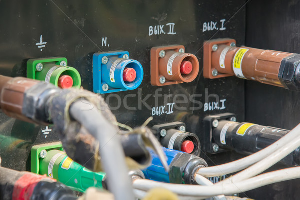 electrical power cables connected to a temporary outdoors distribution station Stock photo © vlaru
