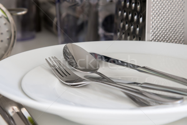 Fork, Spoon and Table Knife on the white background Stock photo © vlaru