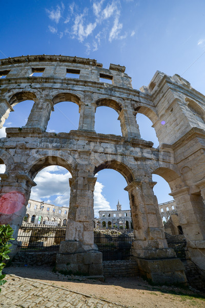 Alten Amphitheater Kroatien Küste Europa Himmel Stock foto © vlaru