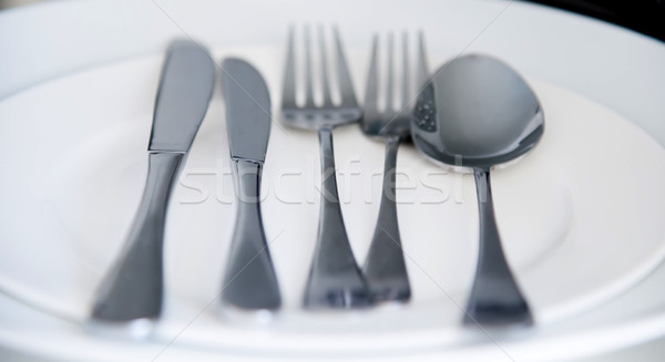 Fork, Spoon and Table Knife on the white background Stock photo © vlaru