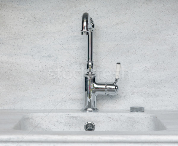 Jahrgang Silber geschliffen Küche Wasserhahn modernen Stock foto © vlaru