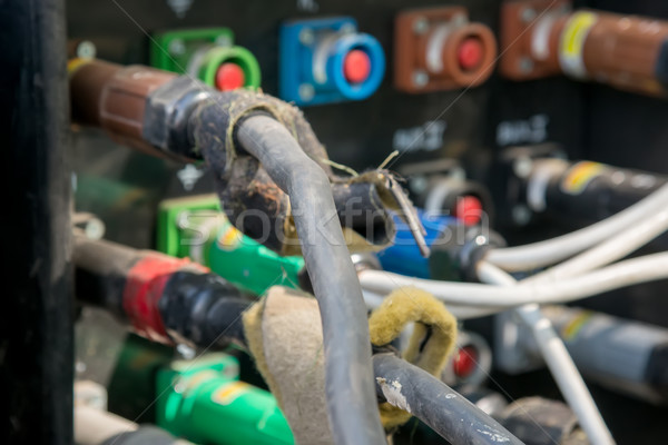 electrical power cables connected to a temporary outdoors distribution station Stock photo © vlaru