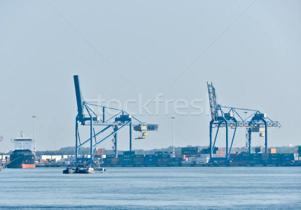 view on Maas river ports of Rotterdam, The Netherlands Stock photo © vlaru