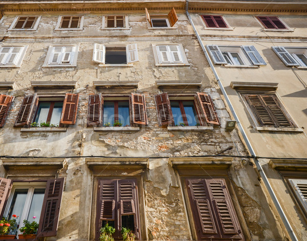 Windows and walls in old town Rovinj Croatia Stock photo © vlaru