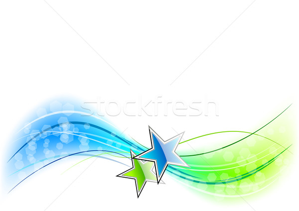 Stock foto: Sterne · Welle · blau · grünen · Sternen · abstrakten