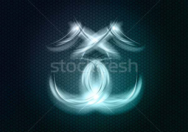 Stockfoto: Abstract · symbool · zwarte · kunst · ruimte · Blauw