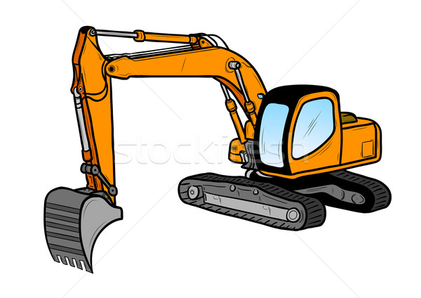 Graafmachine geïsoleerd witte bouw oranje industriële Stockfoto © vlastas
