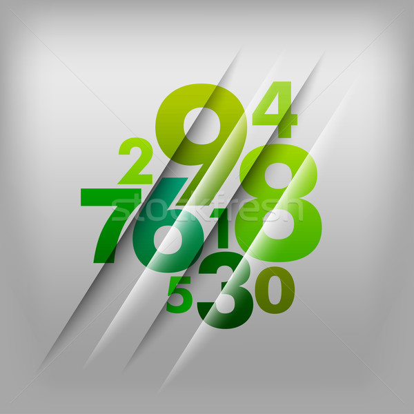 Numeri semplice grigio verde vettore design Foto d'archivio © vlastas