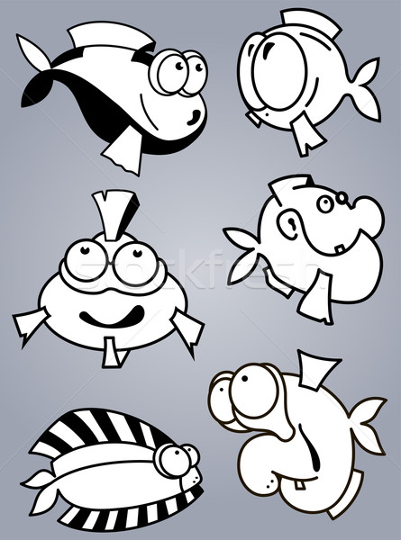 Pesce set cartoon sagome Foto d'archivio © Volina