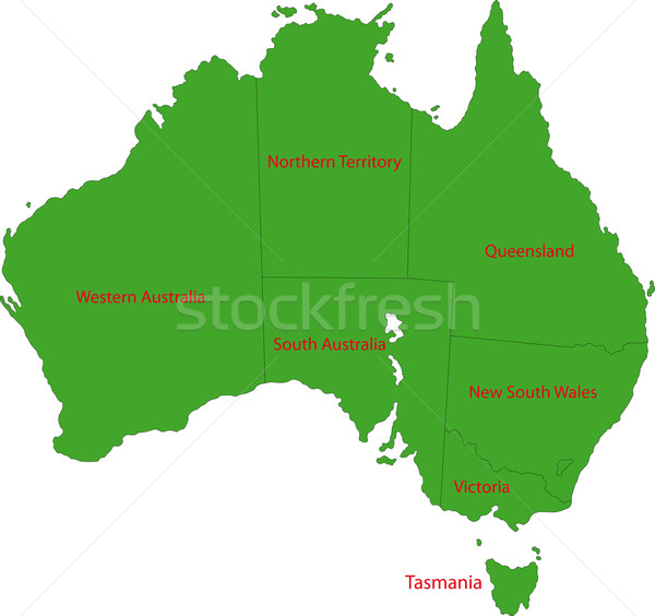 Australië kaart administratief wereld eiland westerse Stockfoto © Volina
