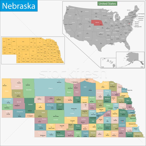 Nebraska mappa illustrazione USA Washington Stati Uniti Foto d'archivio © Volina