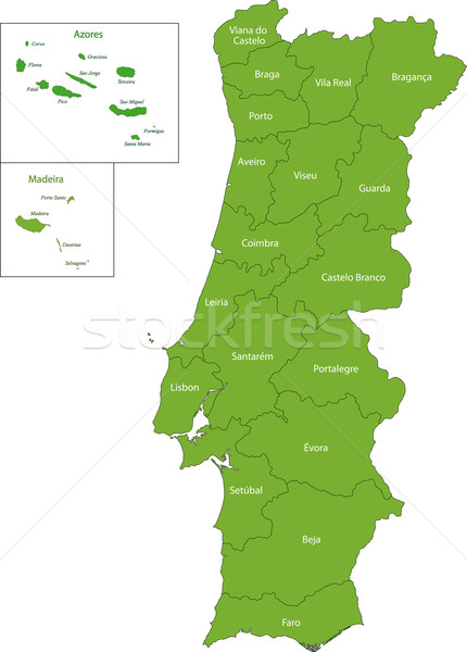 Yeşil Portekiz harita idari şehir siluet Stok fotoğraf © Volina