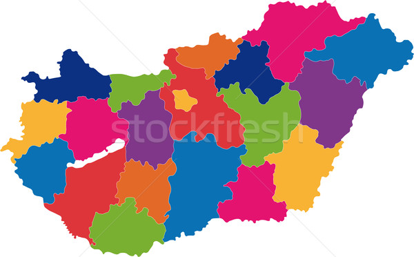 Magyarország térkép adminisztratív köztársaság diagram vidék Stock fotó © Volina