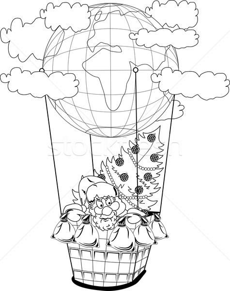 Christmas hot air balloon with Santa Claus Stock photo © Volina