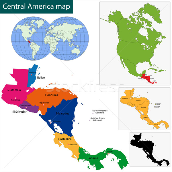 セントラル アメリカ 地図 国 色 ストックフォト © Volina