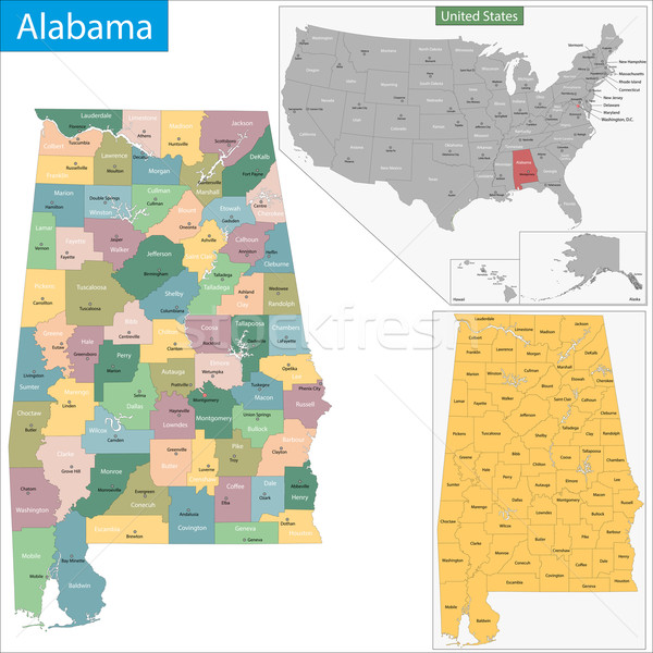 Alabama hartă ilustrare oraş proiect călători Imagine de stoc © Volina