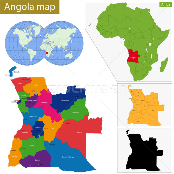 Angola hartă mare detaliu acuratete colorat Imagine de stoc © Volina