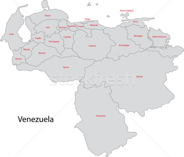 Szürke Venezuela térkép adminisztratív város terv Stock fotó © Volina