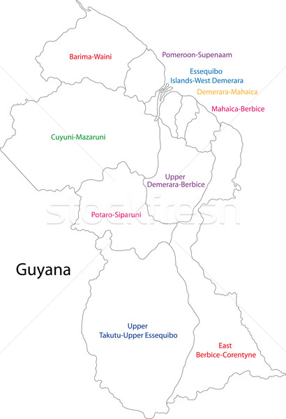 Guyana mappa amministrativa città design grafico Foto d'archivio © Volina