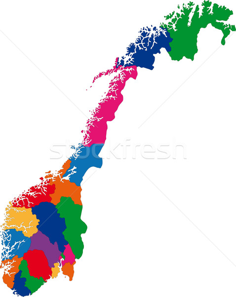 ノルウェー 地図 行政の 王国 市 国 ストックフォト © Volina
