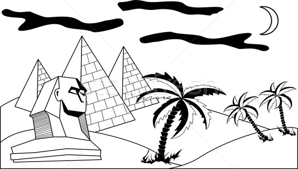 Egipcjanin krajobraz widoku piramidy drzewo tle Zdjęcia stock © Volina