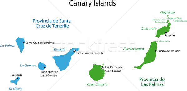 Kanári-szigetek térkép adminisztratív város sziluett vidék Stock fotó © Volina