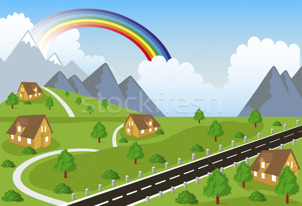 Mountain landscape with small town Stock photo © Volina