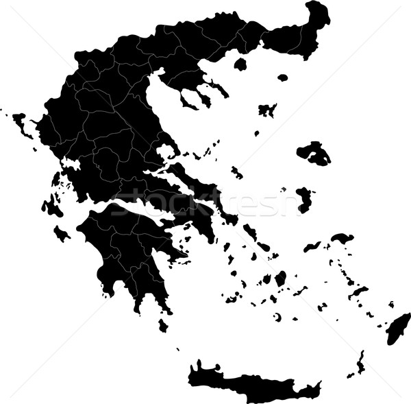 Nero Grecia mappa amministrativa sfondo silhouette Foto d'archivio © Volina