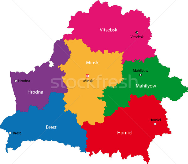 Weißrussland Karte administrative Republik Stadt Land Stock foto © Volina