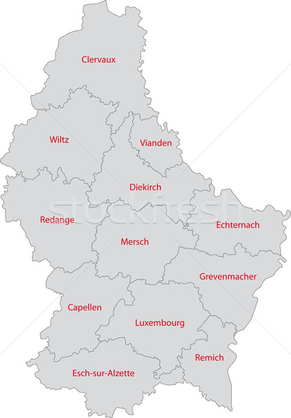 Szürke Luxemburg térkép adminisztratív város sziluett Stock fotó © Volina