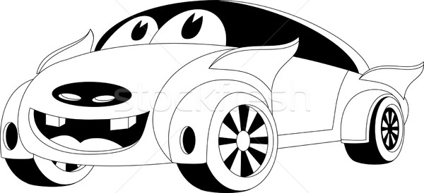Cartoon автомобилей черно белые иллюстрация лице счастливым Сток-фото © Volina