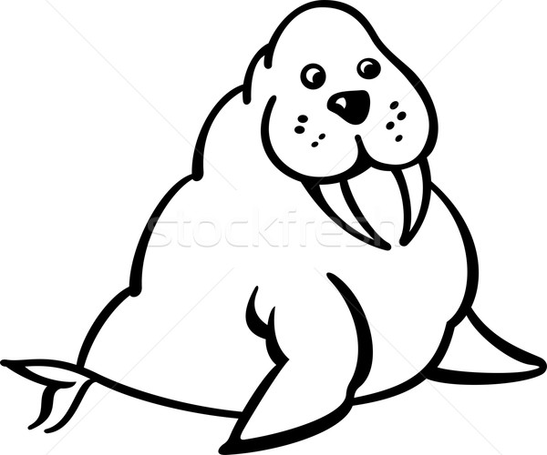 Walrus cartoon illustratie geïsoleerd witte natuur Stockfoto © Volina