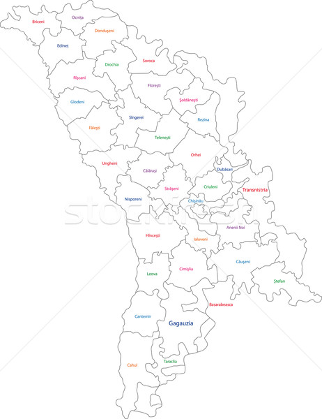 Contorno Moldova mappa amministrativa repubblica città Foto d'archivio © Volina