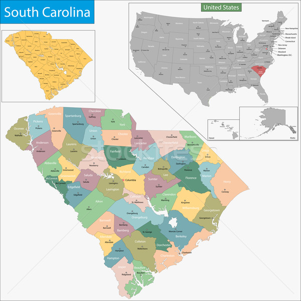 South Carolina Karte Illustration USA Washington Vereinigte Staaten Stock foto © Volina