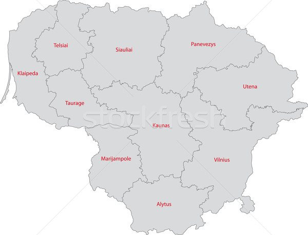 グレー リトアニア 地図 行政の 共和国 市 ストックフォト © Volina
