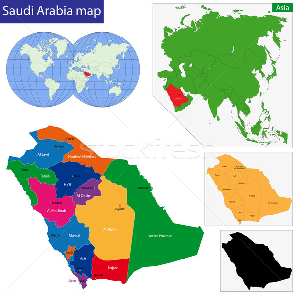 Arabia Saudita mappa regno alto dettaglio Foto d'archivio © Volina