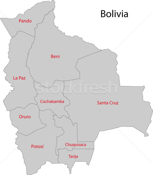 Cinza Bolívia mapa regiões projeto fundo Foto stock © Volina