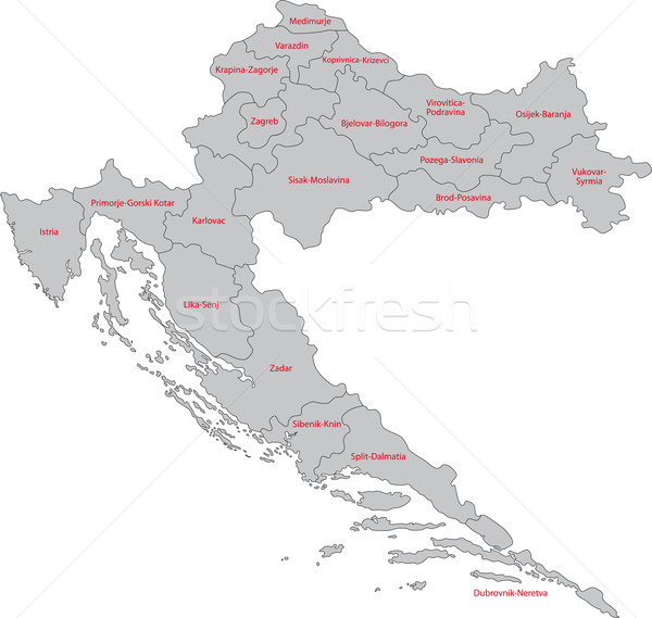 Gri Croatia hartă administrativ republica oraş Imagine de stoc © Volina