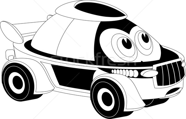 Cartoon samochodu czarno białe ilustracja twarz szczęśliwy Zdjęcia stock © Volina