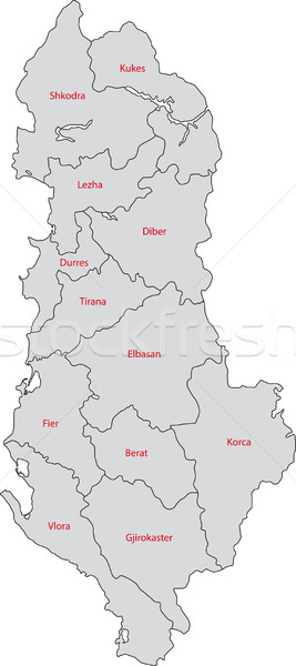 Gri Albania hartă administrativ republica oraş Imagine de stoc © Volina