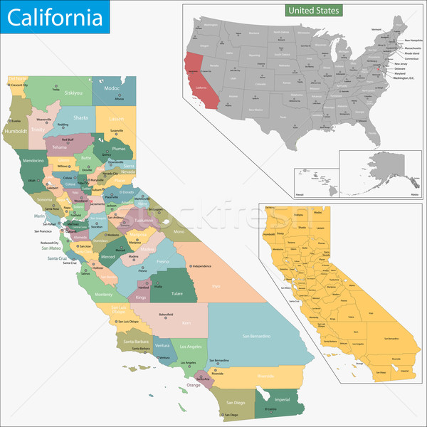 Californië kaart illustratie USA Los Angeles Washington Stockfoto © Volina