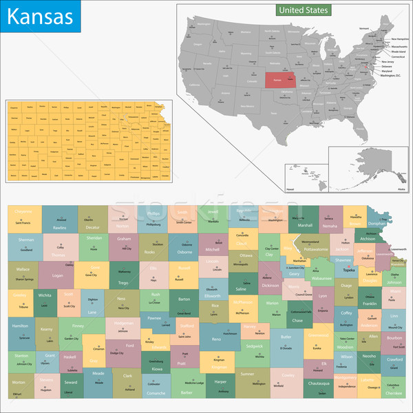 Kansas mapa ilustración EUA Washington Estados Unidos Foto stock © Volina