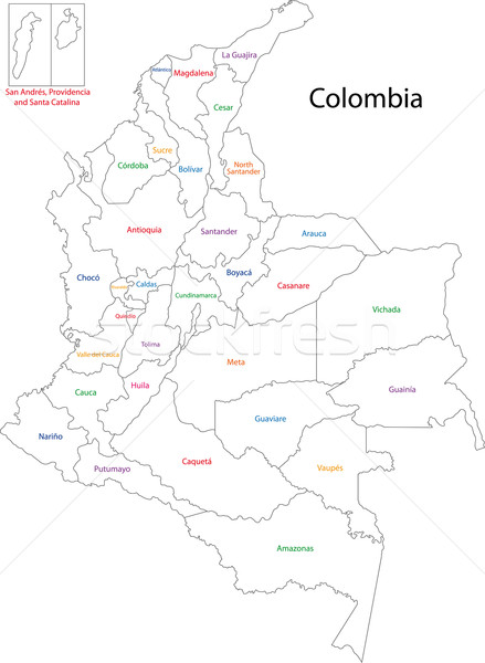 Contorno Colômbia mapa administrativo projeto fundo Foto stock © Volina