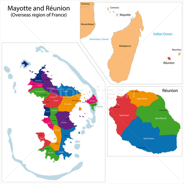 Reunion and Mayotte map Stock photo © Volina